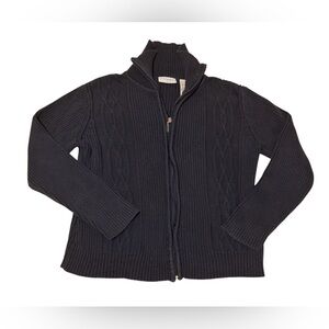 The Villager Women's Cardigan Sweater Full Zip Black XL